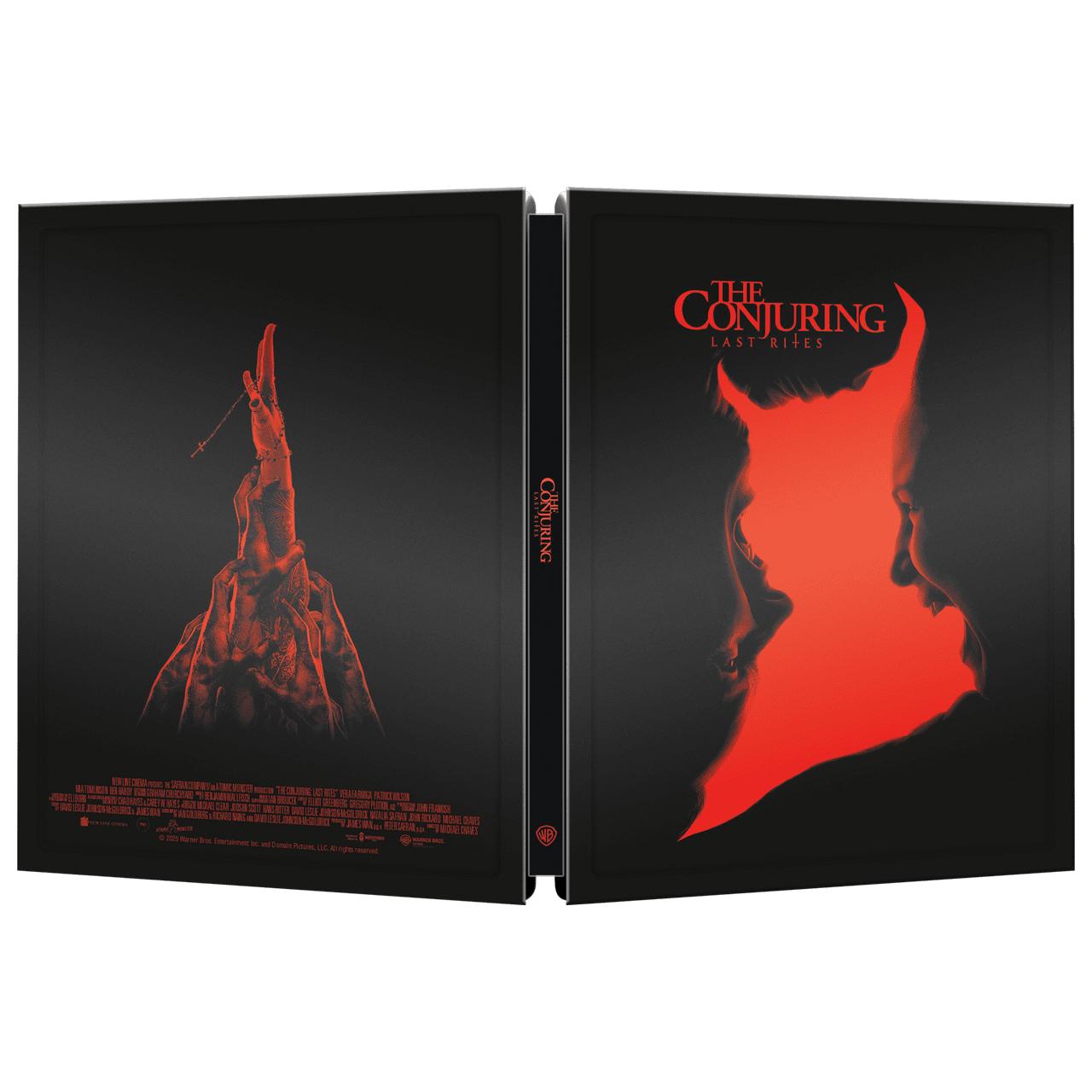 The Conjuring 4 Last Rites UK limited edition steelbook 4K Ultra HD cover featuring red silhouette design