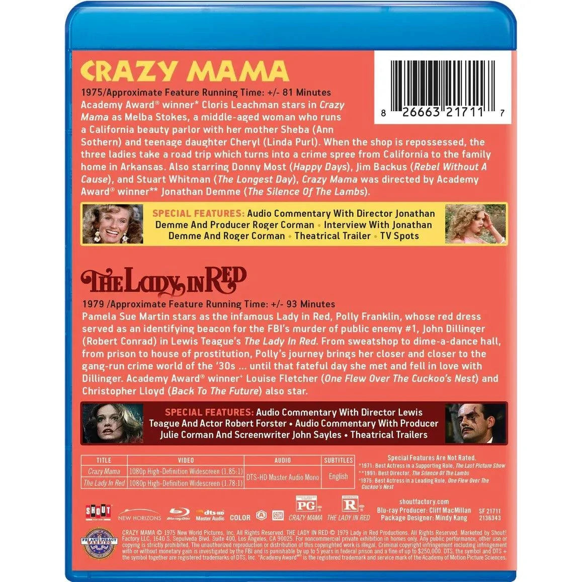 PRE-ORDER Crazy Mama and The Lady In Red Blu-Ray double feature case cover with release date 05/05/26