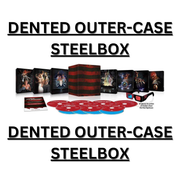 A Nightmare on Elm Street 1-7 Limited Edition 4K Ultra HD Blu-Ray Steelbook set with dented outer-case steelbox, region free UK edition.