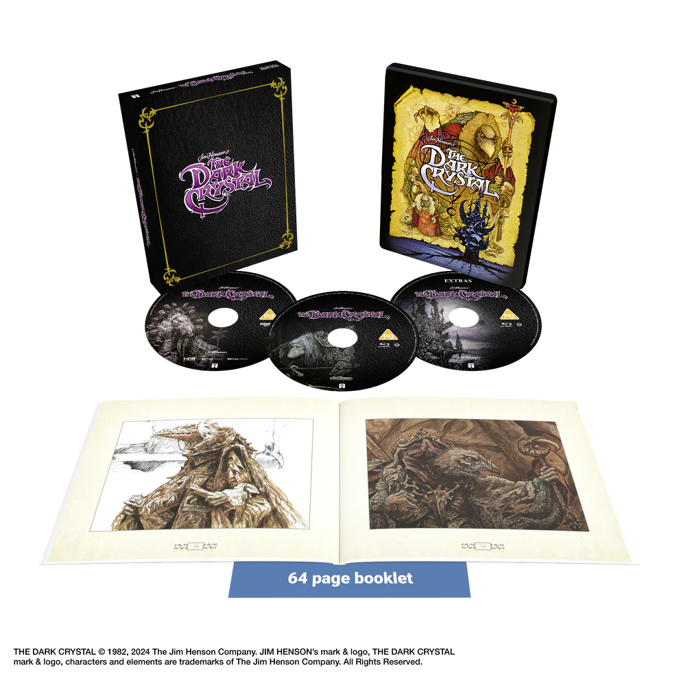The Dark Crystal limited collectors edition 4K UHD Blu-ray steelbook with slipcase and art book pre-order packaging