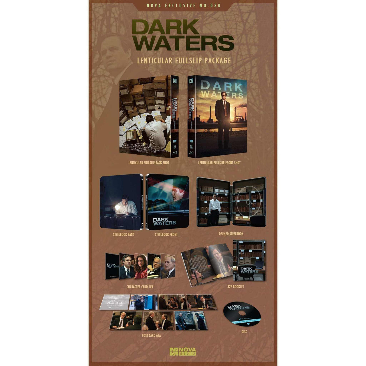 Dark Waters Limited Edition Steelbook Blu-Ray Lenticular Full Slip with extras, Nova Media exclusive package.