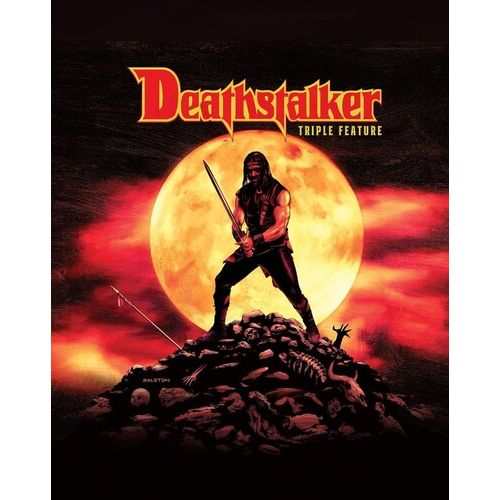Deathstalker Triple Feature Limited Edition Steelbook 4K UHD and Blu-Ray showcasing The Warrior And The Sorceress saga