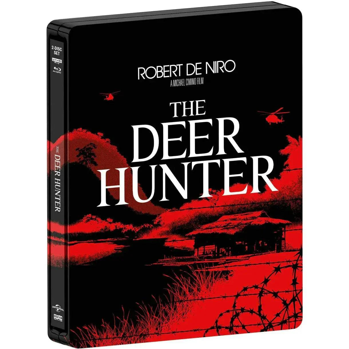 Limited edition steelbook of The Deer Hunter 4K UHD and Blu-Ray pre-order with bonus content and Academy Award winner stars