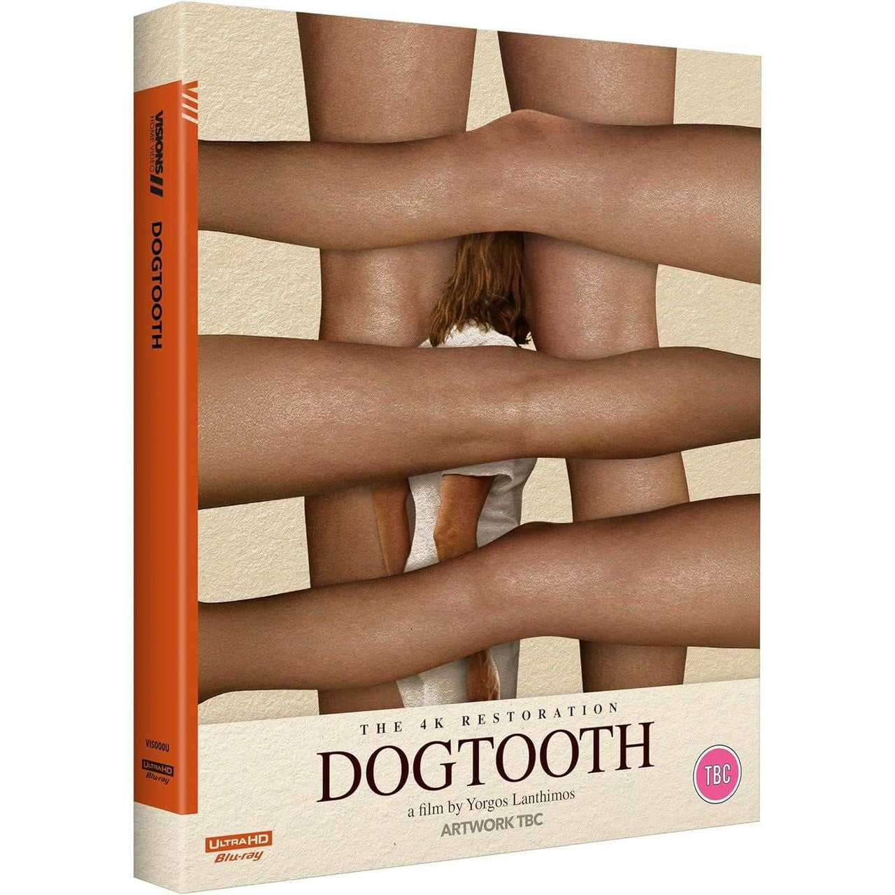 Dogtooth 4K UHD collector's edition slipcover with arms crossed cover art and extras packaging