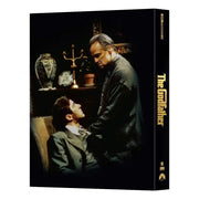 The Godfather Steelbook 4K UHD and Blu-Ray double lenticular full slip edition featuring The Godfather movie cover with characters in dramatic scene
