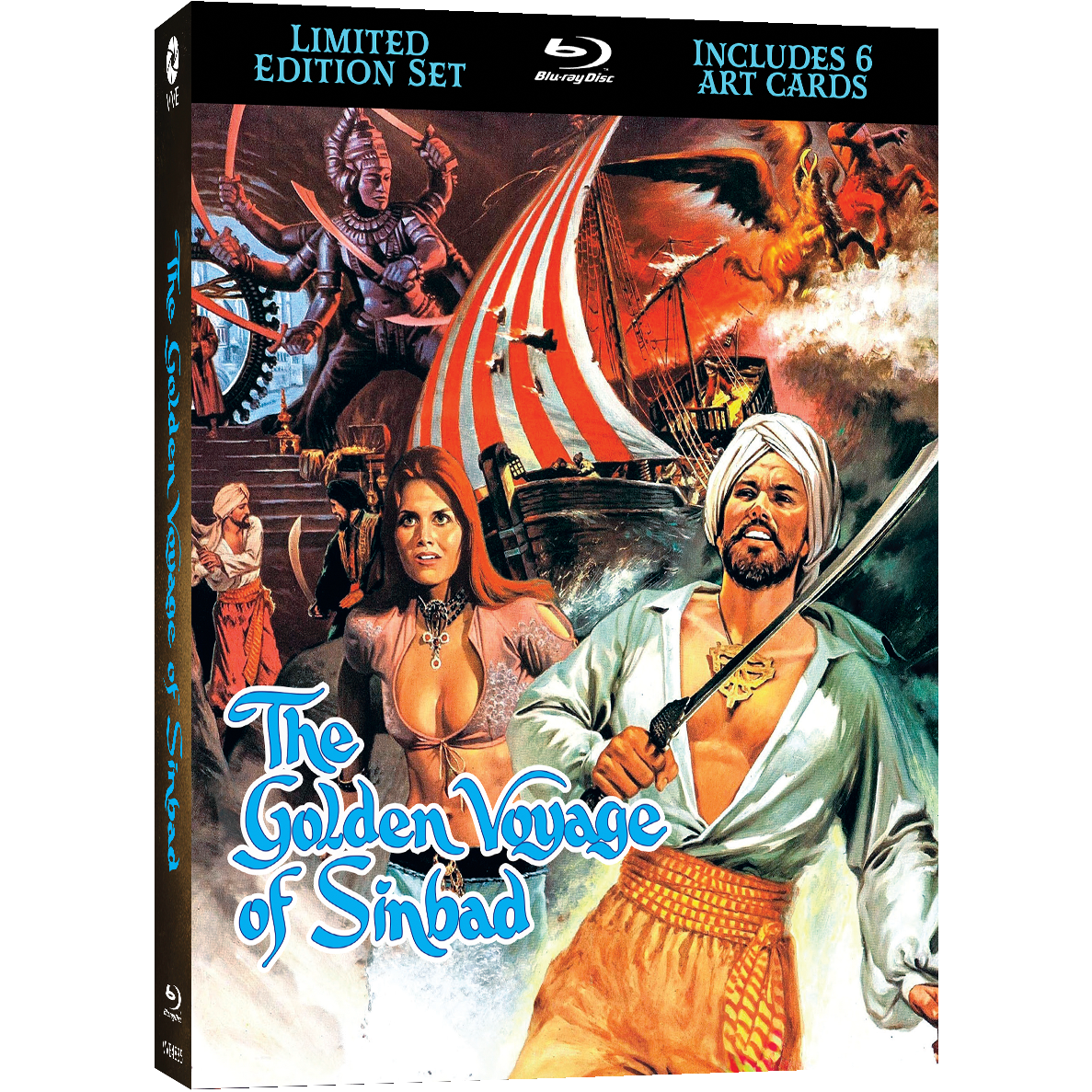 The Golden Voyage Of Sinbad limited edition Blu-ray with 3D lenticular hardcase and 6 art cards showcasing Sinbad adventure artwork
