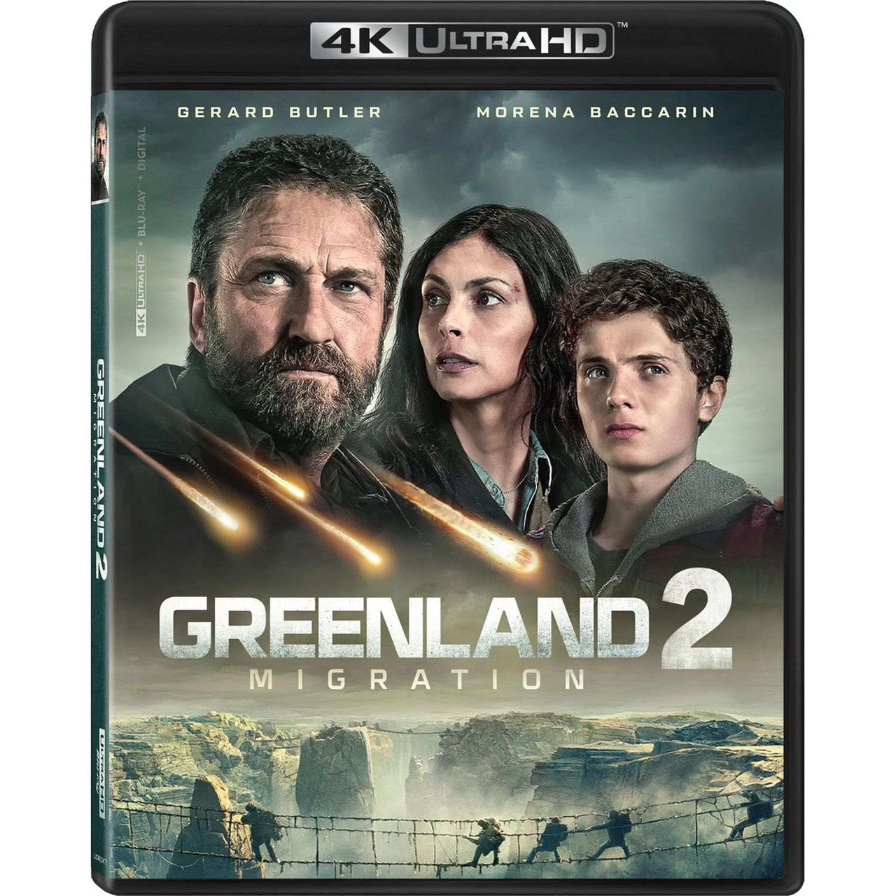 Greenland 2: Migration 4K UHD Blu-Ray slipcover pre-order cover image with family survival theme
