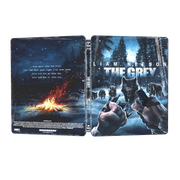 The Grey 4K UHD limited edition steelbook featuring Liam Neeson with wolf pack and survival scene