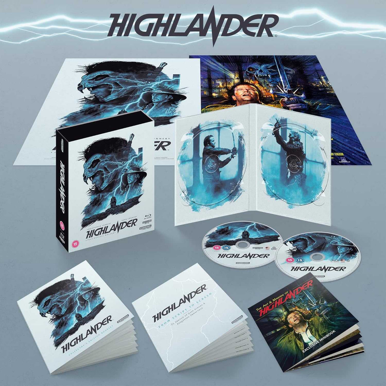 Highlander 1986 40th Anniversary Collectors Edition 4K UHD Blu-Ray boxset with exclusive artwork and booklets by The House of Hammer