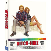 Hitch-Hike Limited Edition 4K Ultra HD cover featuring Franco Nero and Corinne Cléry sitting back-to-back with a gun, limited edition slipcase and booklet.