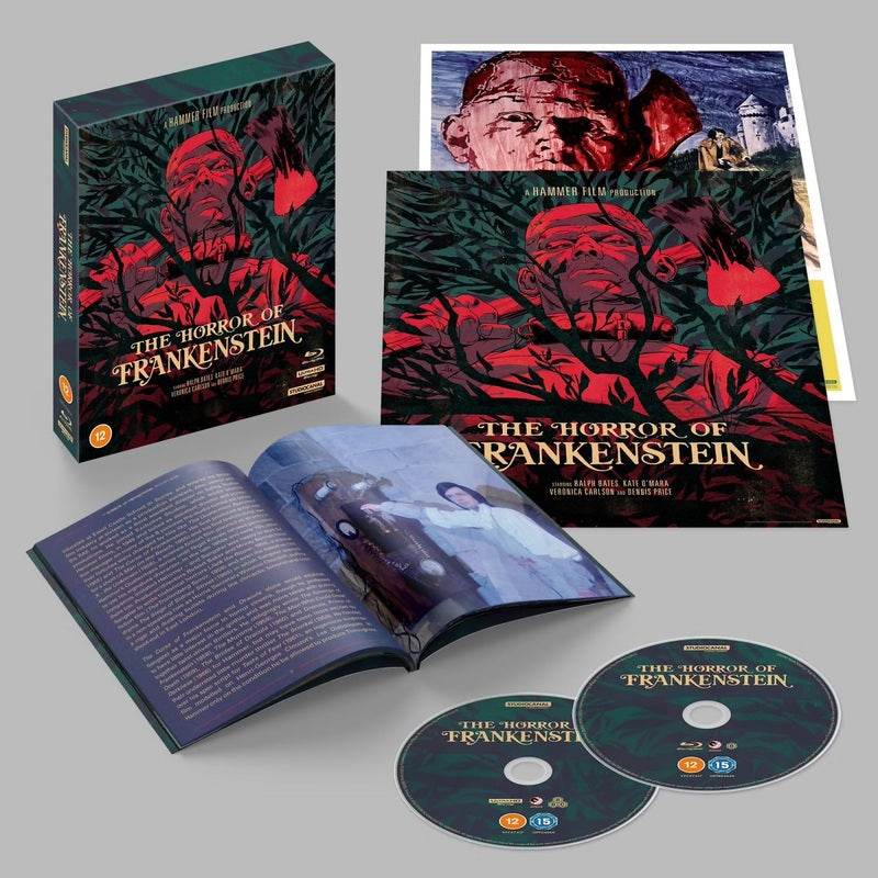 The Horror Of Frankenstein 55th Anniversary 4K Ultra HD Blu-Ray collector's edition with slipcase, booklet, posters, and extras
