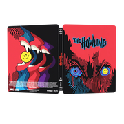 PRE-ORDER The Howling Limited Edition Steelbook 4K UHD and Blu-Ray with vibrant red and black werewolf design and smiley face icon