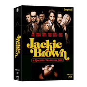 Jackie Brown 1997 4K UHD and Blu-ray limited edition hardbox cover featuring main cast and Quentin Tarantino film title