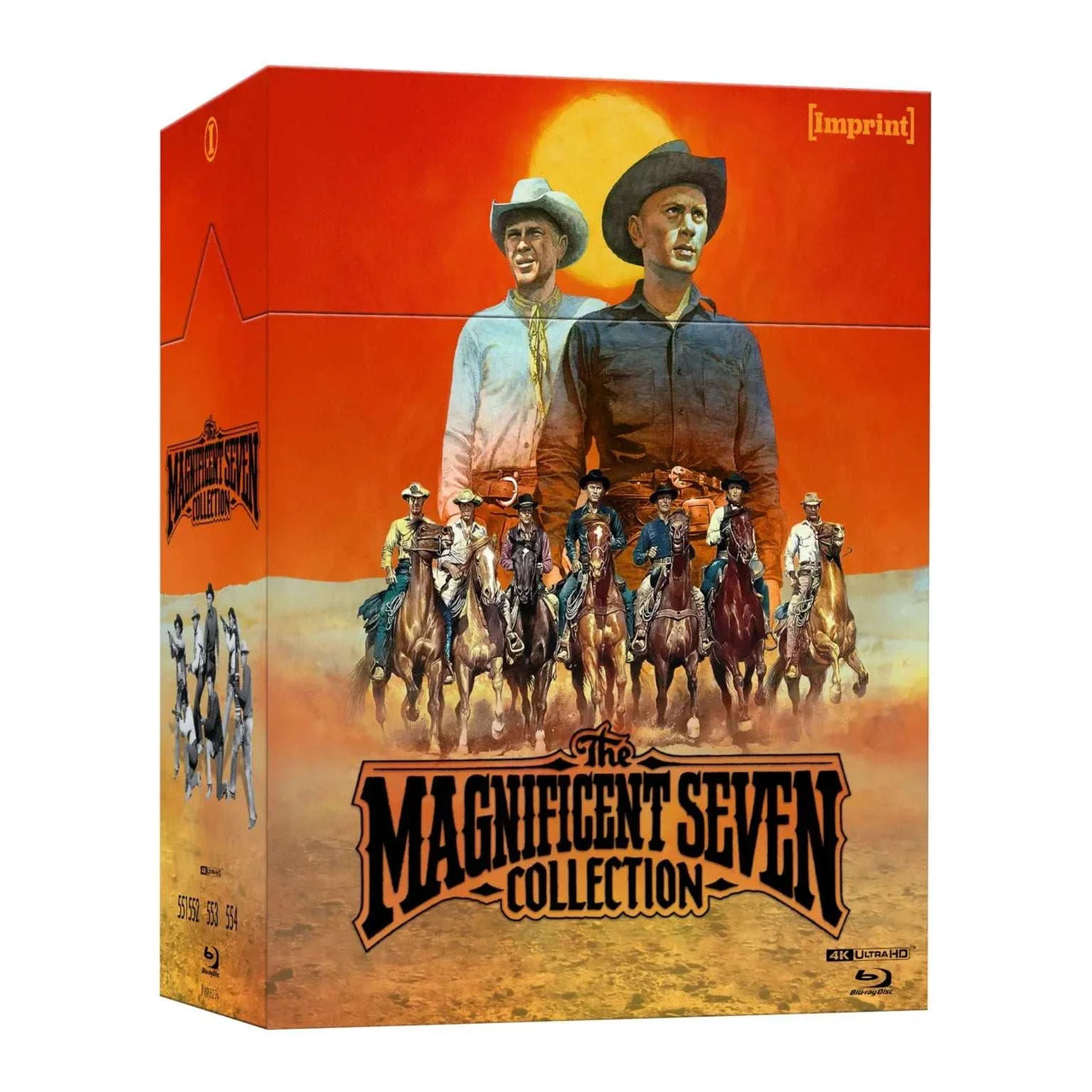 The Magnificent Seven Collection 5-disc Blu-ray hardbox set with Western film artwork and Imprint Films branding