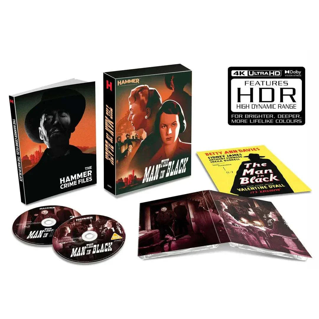 The Man in Black Limited Collectors Edition 4K Ultra HD and Blu-Ray set with slipcase and booklet featuring restored Hammer film and bonus content