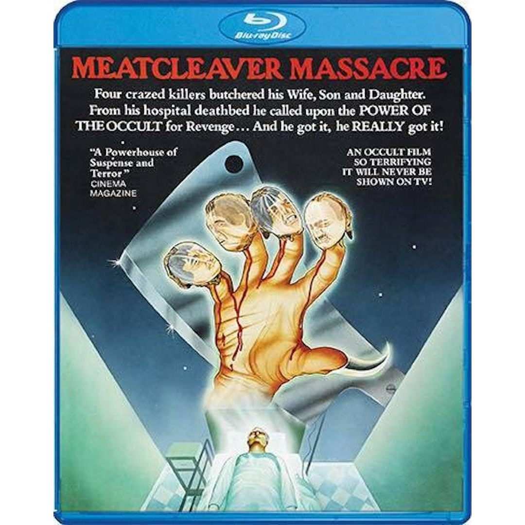 PRE-ORDER Meatcleaver Massacre Blu-Ray featuring horror legend Christopher Lee, includes original and theatrical versions, releasing 06/09/26