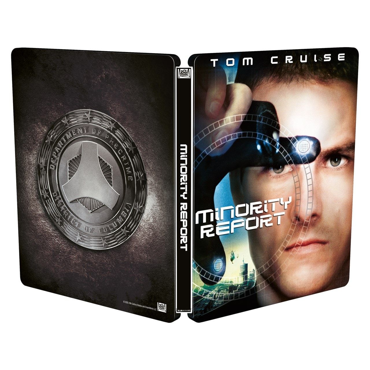 Minority Report UK Steelbook 4K UHD and Blu-Ray limited edition with embossed badge and spot gloss finish