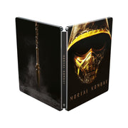 Mortal Kombat (2021) Limited Edition Steelbook 4K Ultra HD + Blu-Ray cover featuring iconic character imagery.
