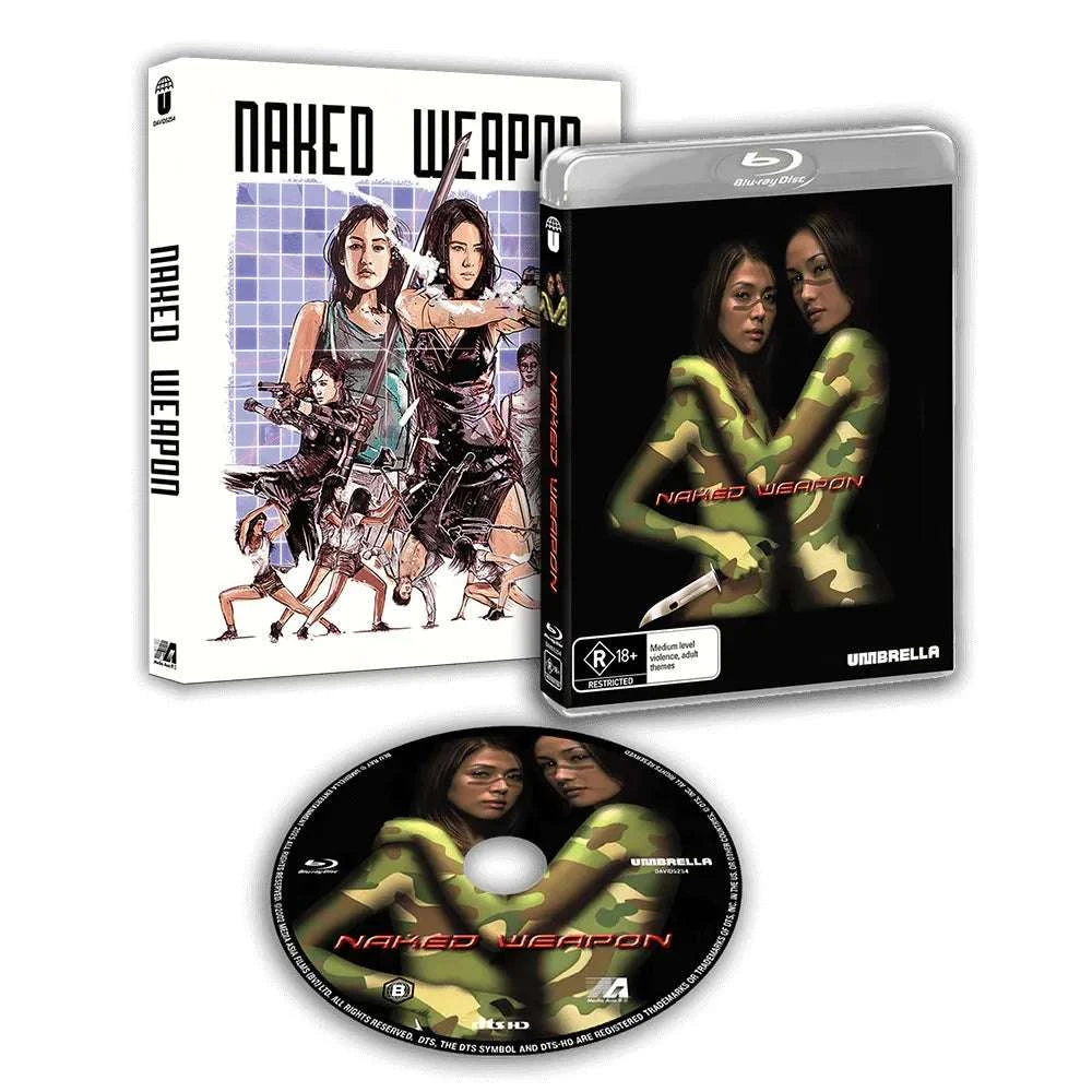 Naked Weapon 2002 Blu-Ray with limited edition slipcover and disc, region free, pre-order from Umbrella Entertainment