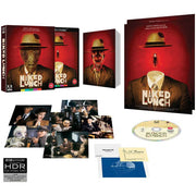 Naked Lunch Limited Edition 4K Ultra HD set with rigid slipcase, Blu-ray disc, poster, art cards, booklet, and collector's extras