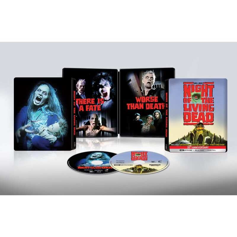 Night of the Living Dead 4K UHD Blu-Ray steelbook with uncensored cut and bonus interviews