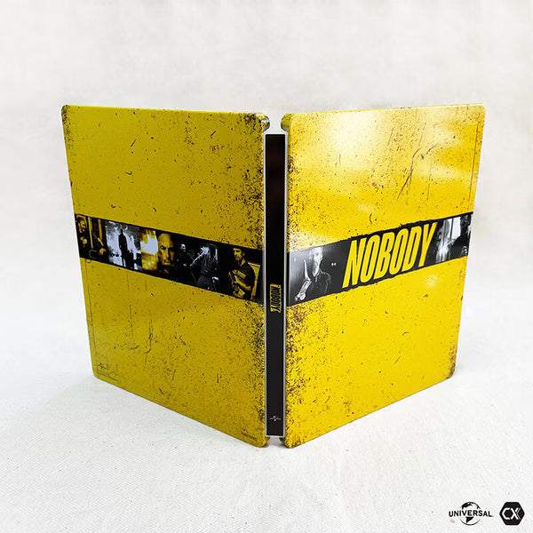 Nobody 4K UHD limited edition full slip steelbook with yellow front cover and black text