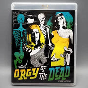 Vinegar Syndrome limited edition Orgy of the Dead Blu-Ray with variant slipcover featuring retro horror artwork