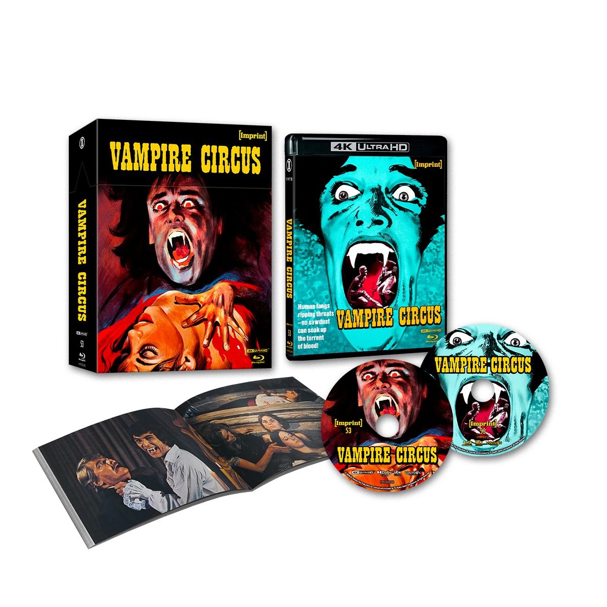 Vampire Circus 1972 4K UHD and Blu-ray limited edition hardbox set with booklet and discs