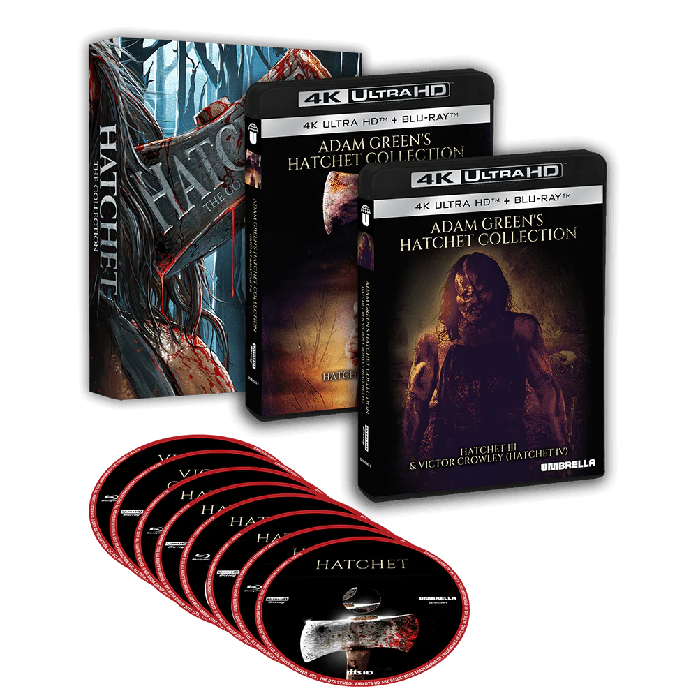 PRE-ORDER: Adam Green’s Hatchet Collection 4K UHD + Blu-Ray Standard Edition Box Set (Umbrella Entertainment) [REGION FREE]