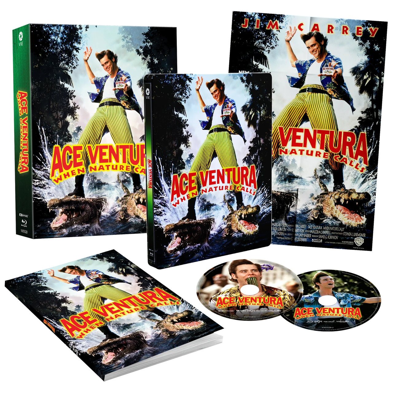 PRE-ORDER: Ace Ventura: When Nature Calls (1995) - 4K + Blu-ray Limited Edition SteelBook in Lenticular Hardcase + Hardcover Booklet + Poster (Via Vision) [REGION FREE]