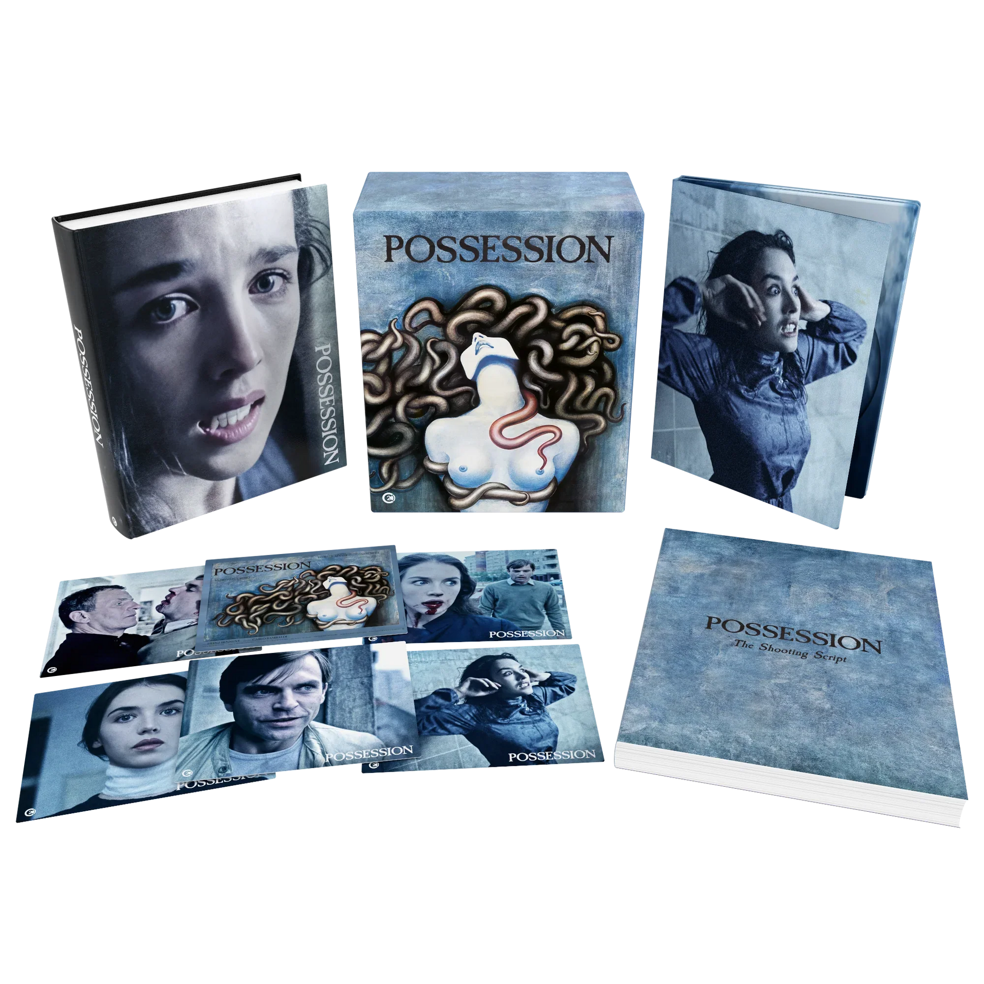 Possession 1981 limited edition 4K Ultra HD and Blu-Ray set with slipcase, hardback books, art cards, and collectible extras.
