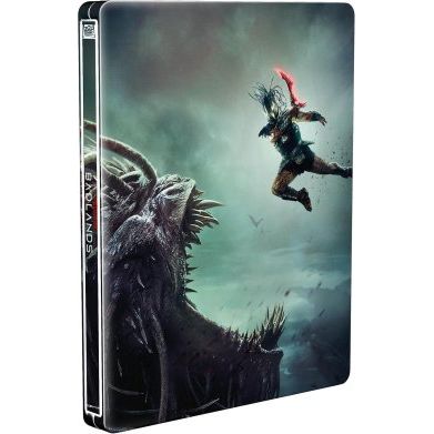 Predator Badlands 4K UHD Steelbook edition showing intense battle scene on remote planet