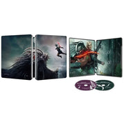 Predator: Badlands 4K UHD Steelbook edition with Blu-Ray discs and digital access showing outer and inner cover art and discs