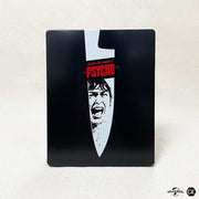 Psycho 60th Anniversary 4K UHD Blu-Ray steelbook with knife design and screaming face artwork full slip edition