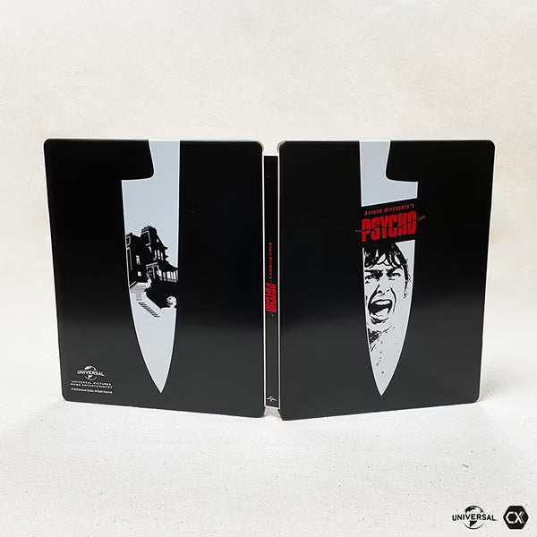 Psycho 60th Anniversary 4K UHD steelbook with full slip matte and glossy finish, featuring iconic knife design and classic artwork