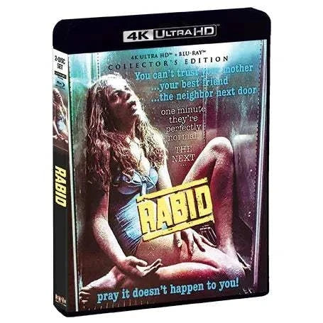 Rabid Collector's Edition 4K UHD Blu-Ray with limited edition slipcover showing horror movie cover art