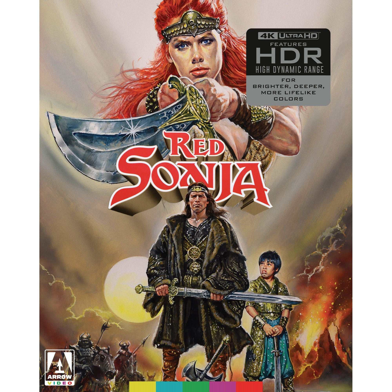 Red Sonja Limited Edition 4K UHD Blu-ray cover with warrior woman and sword in fantasy battle scene