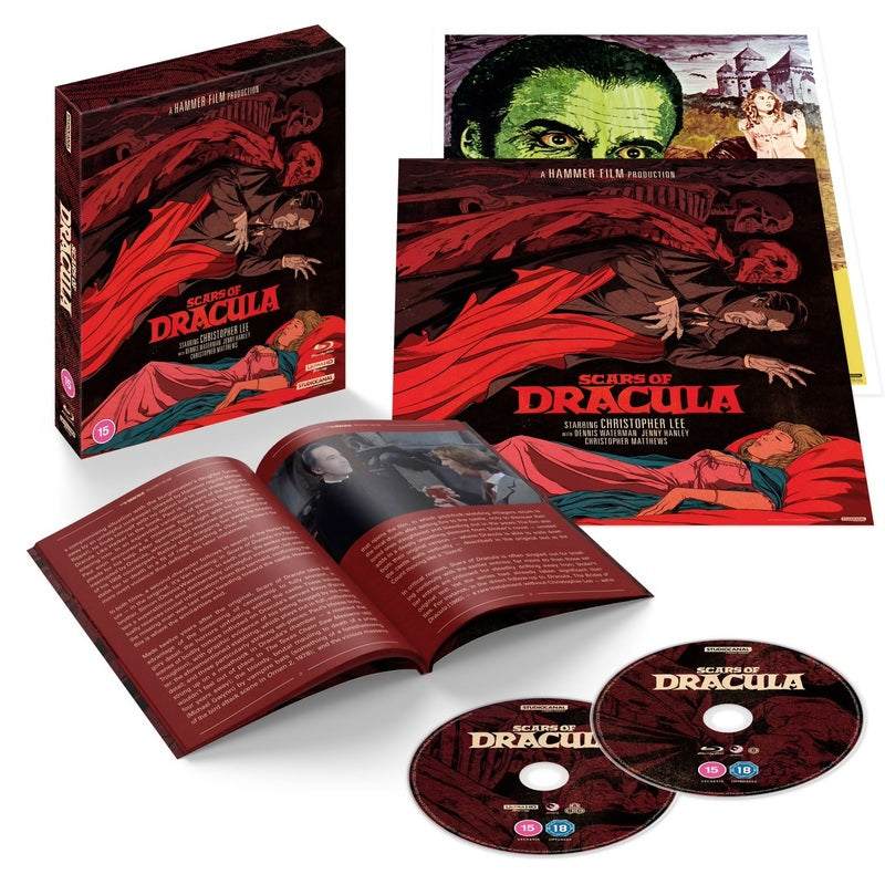Scars Of Dracula 55th Anniversary 4K Ultra HD Blu-Ray collector's edition with slipcase, booklet, posters, and extras