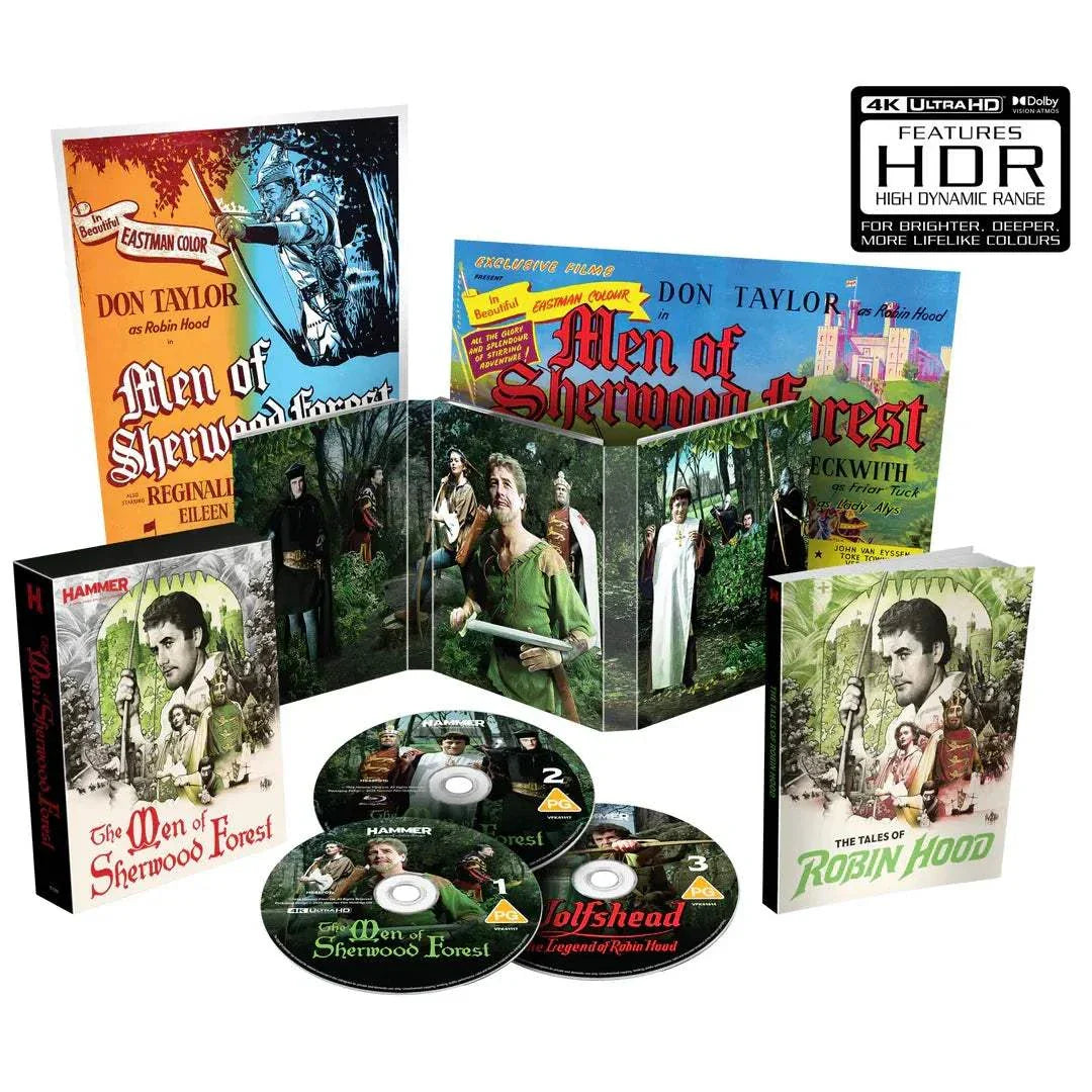 The Men of Sherwood Forest limited edition 4K Ultra HD Blu-Ray set with slipcase and extras featuring restored classic Robin Hood film and bonus content