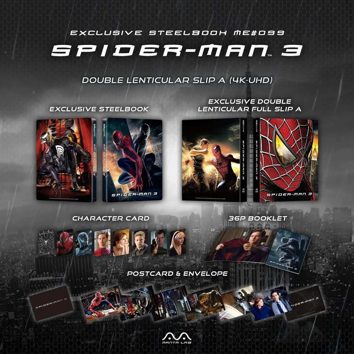 Spider Man 3 DOUBLE LENTICULAR A Steelbook 4K Blu Ray Manta Lab spider-man-3-double-lenticular-a-steelbook-4k-blu-ray-manta-lab
