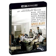 Spotlight 10th Anniversary Edition 4K UHD and Blu-Ray with limited edition slipcover showing newsroom team investigating story