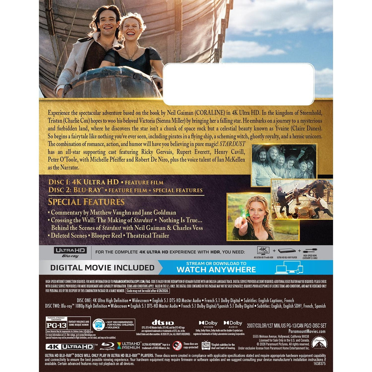 Stardust 4K UHD Blu-Ray digital pre-order with slipcover Paramount US release date 04-28-26
