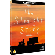 The Straight Story 4K Ultra HD movie cover with sunset silhouette and David Lynch film title
