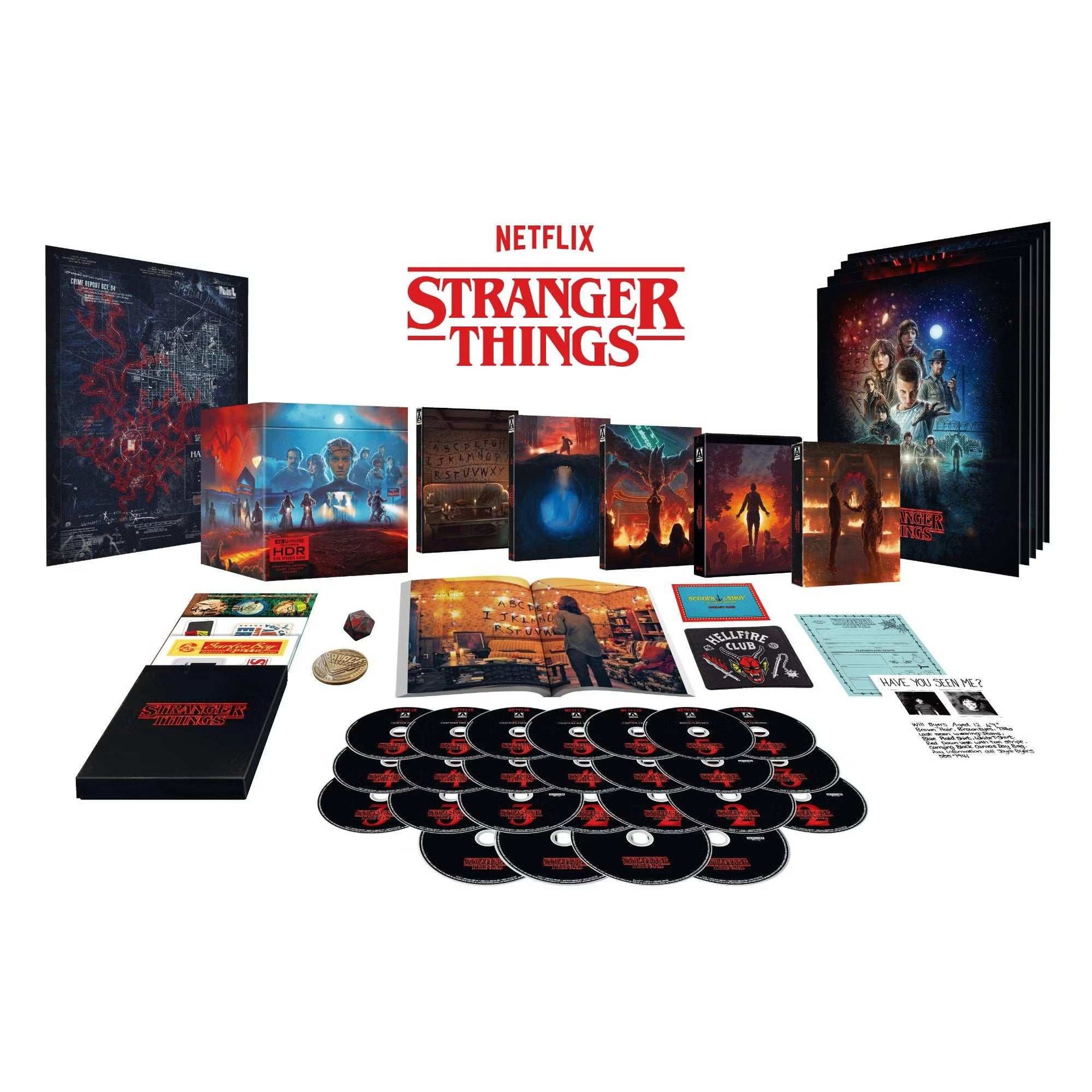 Stranger Things Complete Series 4K UHD Deluxe Edition box set with exclusive art and memorabilia