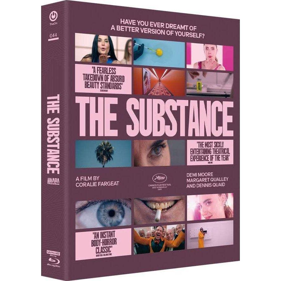 The Substance Steelbook One Click Box Limited Edition 2-disc 4K UHD Blu-Ray packaging.