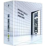 The Substance Steelbook One Click Box Limited Edition 2-disc set with 4K UHD and Blu-Ray, featuring actors' names.