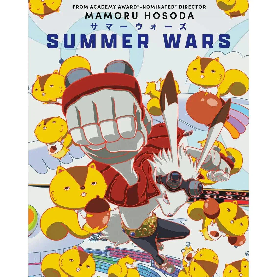 Summer Wars Limited Edition Steelbook 4K UHD and Blu-Ray cover with animated characters and vibrant colors