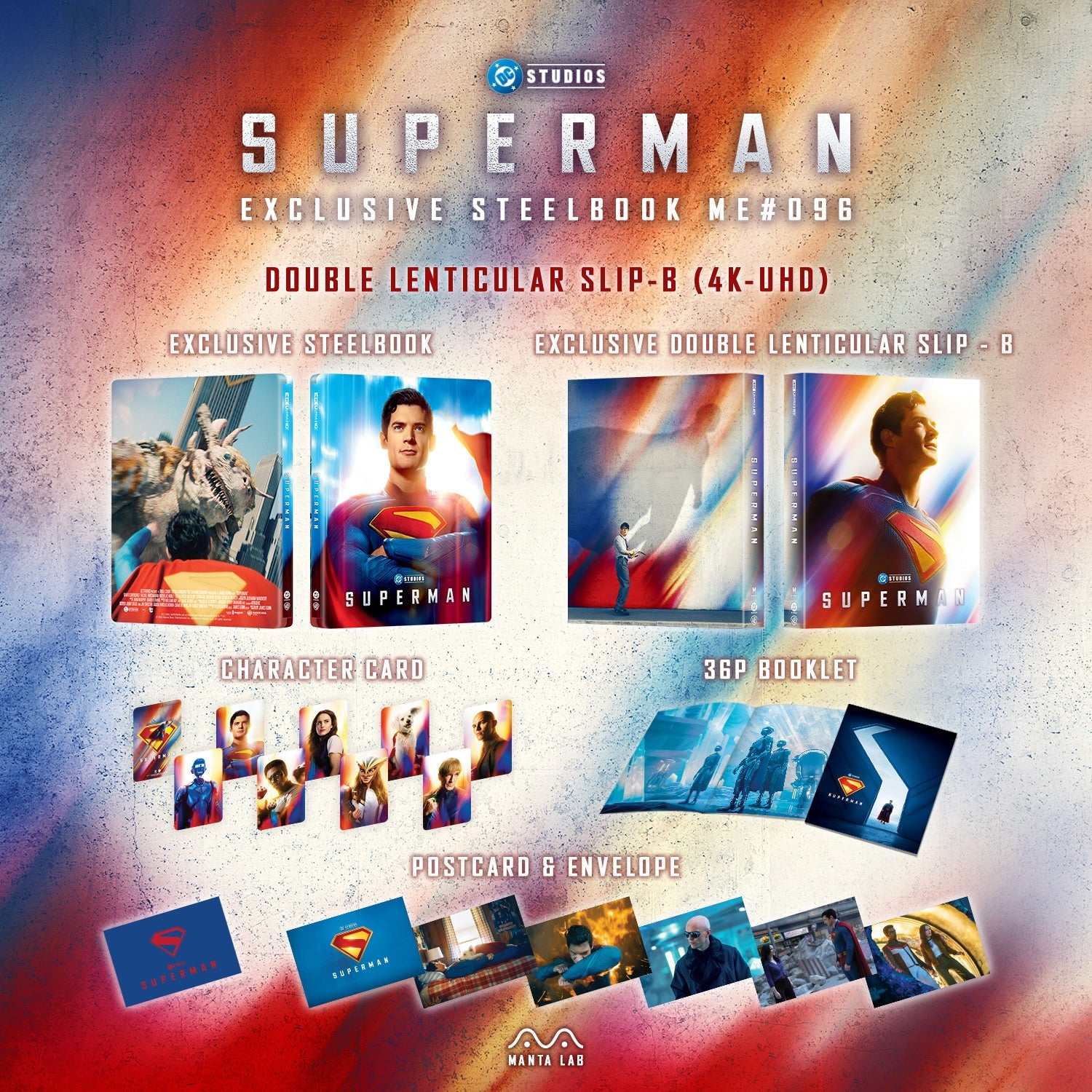 Superman 2025 exclusive steelbook 4K UHD double lenticular slip collectible with booklet and character cards