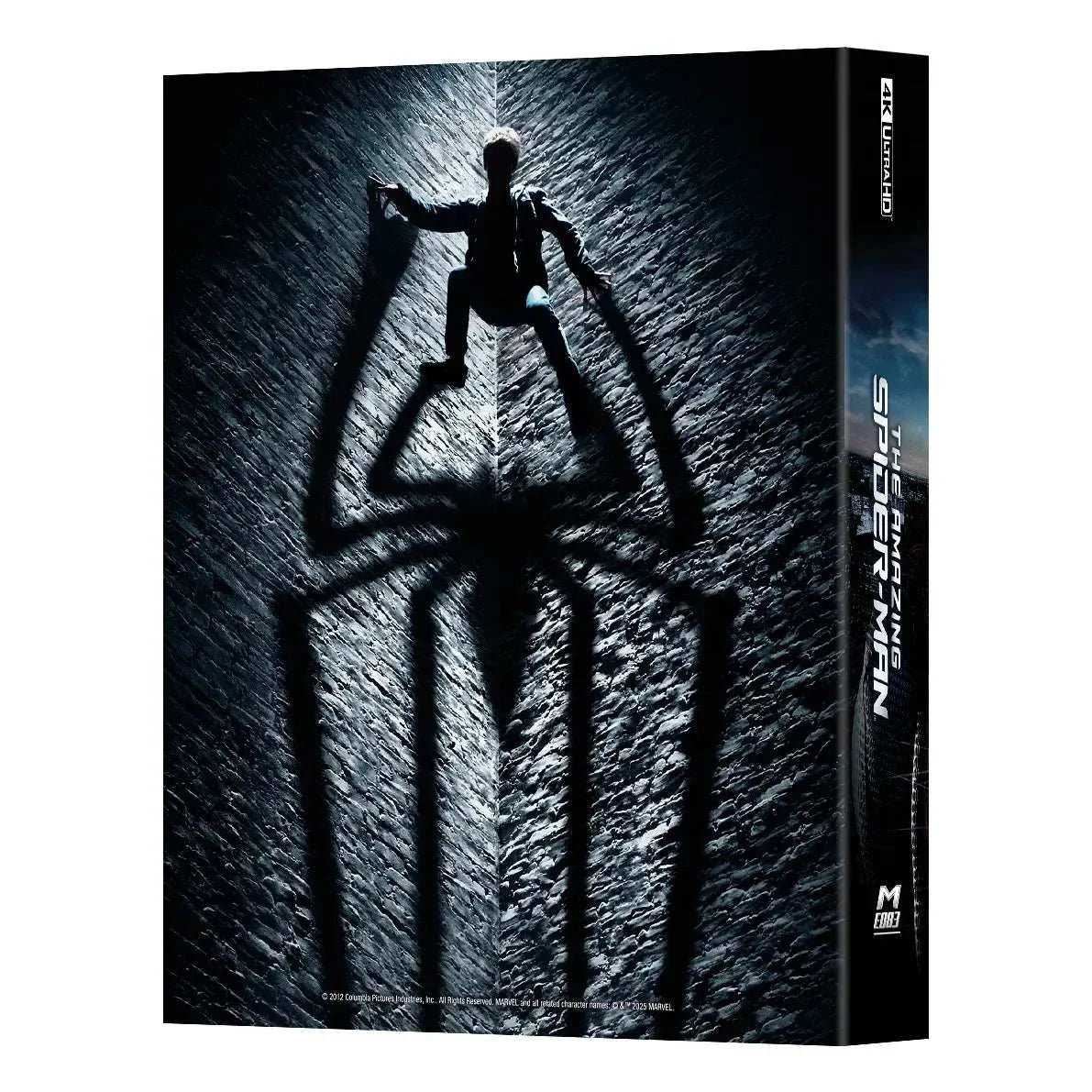 The Amazing Spider-Man double lenticular steelbook 4K UHD and Blu-Ray cover with spider shadow design