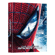 The Amazing Spider-Man Full Slip Steelbook 4K UHD Blu-Ray with close-up Spiderman mask design reflecting cityscape